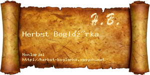 Herbst Boglárka névjegykártya